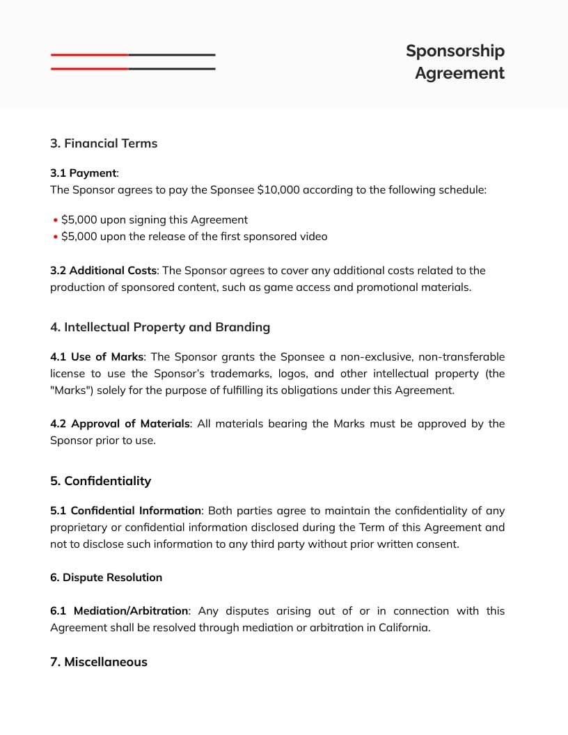 YouTube Sponsorship Contract Template - Slide 3 YouTube Sponsorship Contract Template - Slide 3