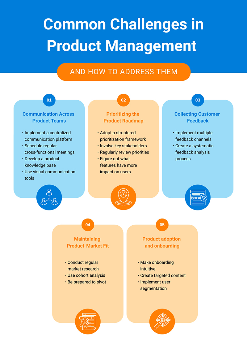 Common Challenges in Product Management and How to Address Them Infographic Template