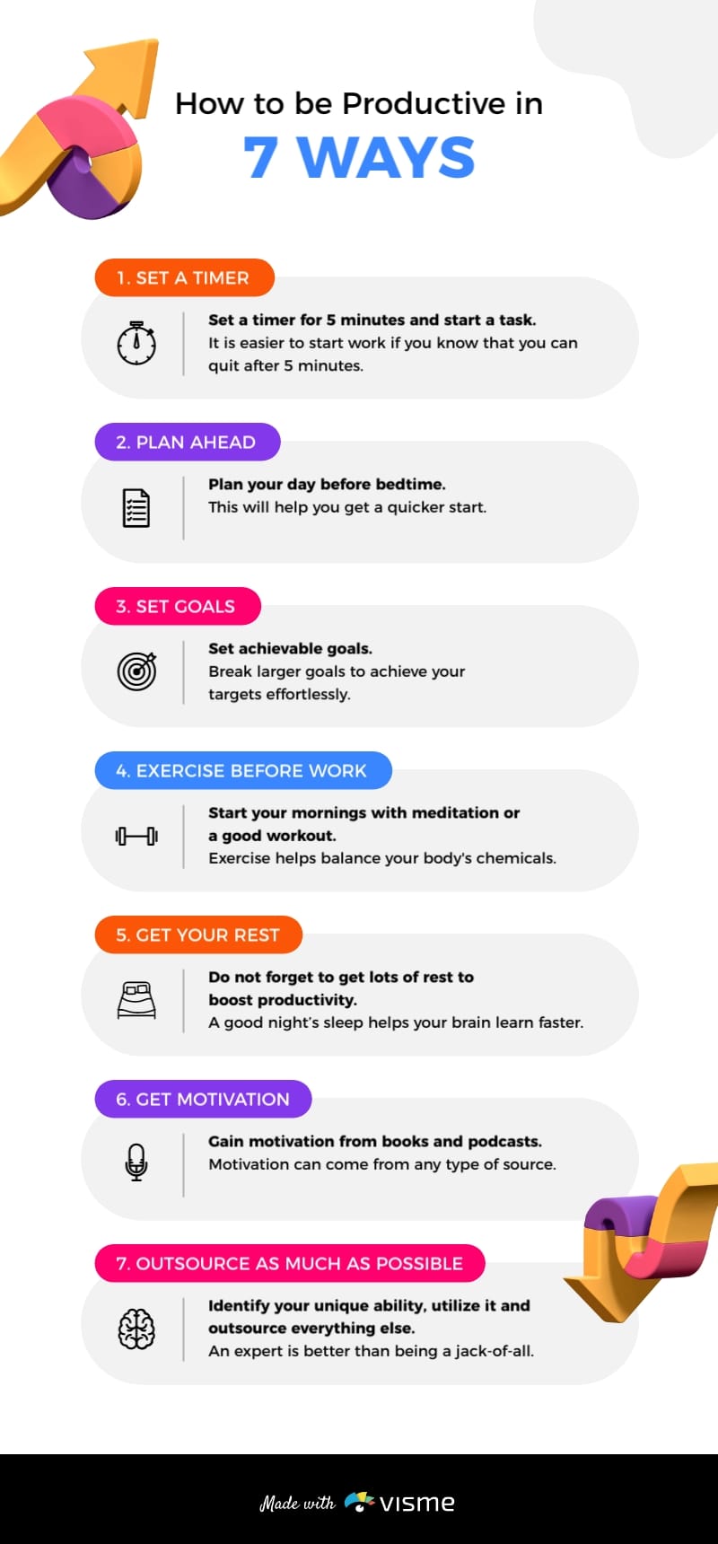 How to be Productive in 7 Ways Infographic Template