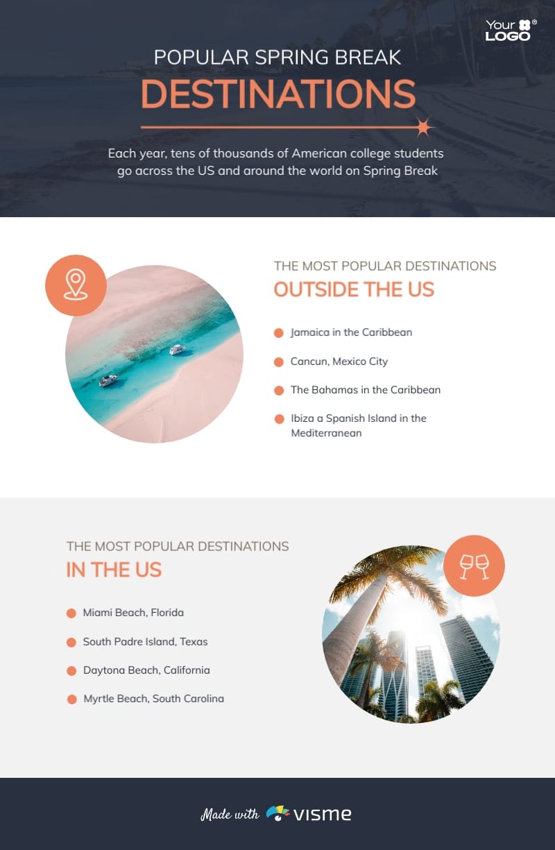 Popular Spring Break Destinations Infographic Template