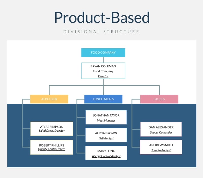 Product-Based Divisional Structure Infographic Template