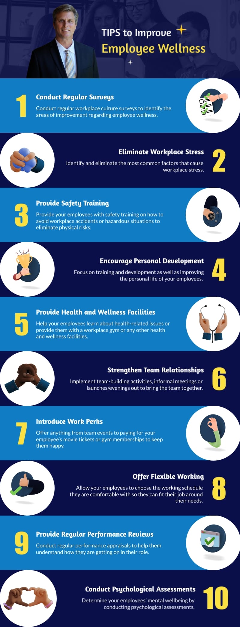 Tips to Improve Employee Wellness Infographic Template