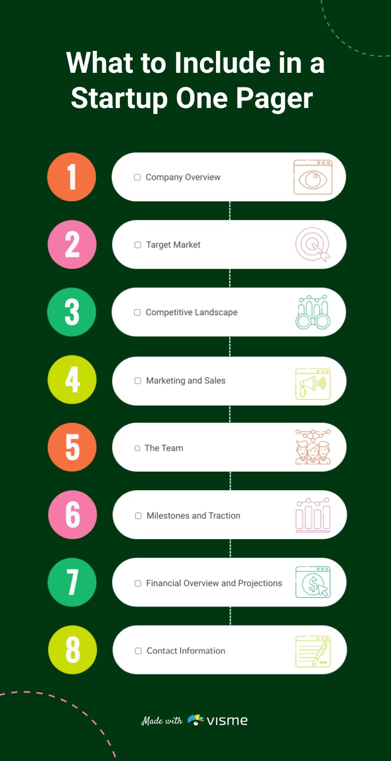 What to Include in a Startup One Pager Infographic Template What to Include in a Startup One Pager Infographic Template