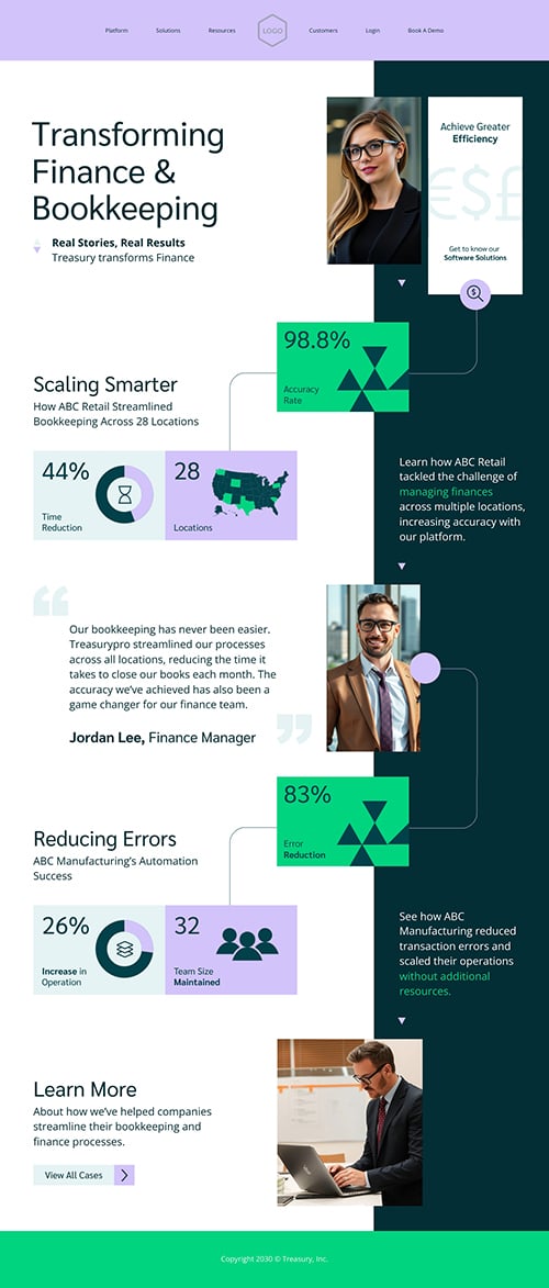 Finance and Bookkeeping Case Study Page Template