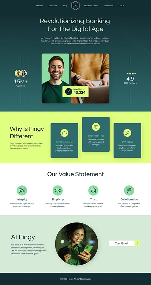 Fintech Solutions About Us Page Template