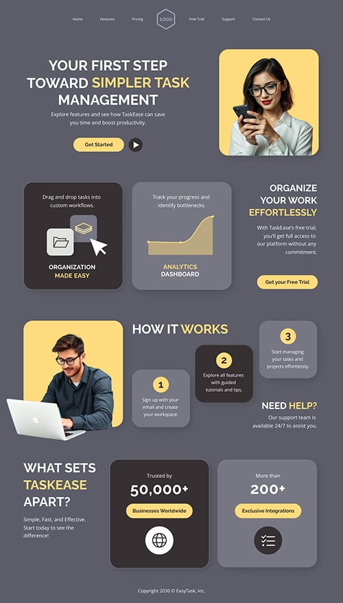 Free Trial Solution Showcase Page Template