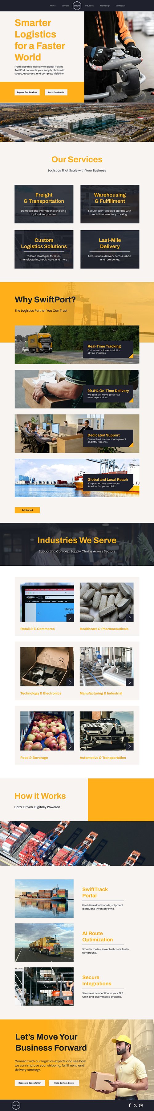 Logistics Company Landing Page Template