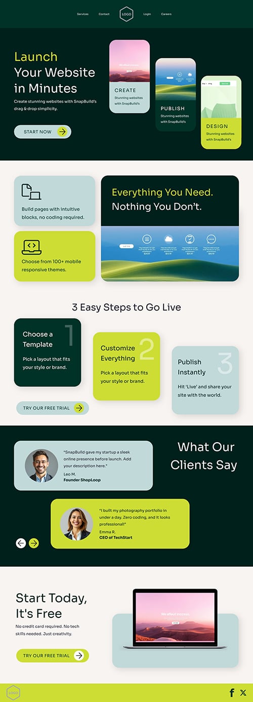 No Code Website Builder Landing Page Template
