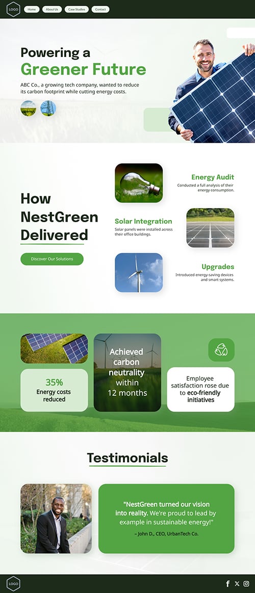 Sustainable Energy Solutions Case Study Page Template