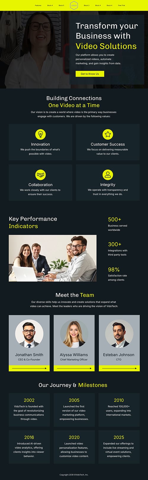Video Marketing Solutions About Us Page Template