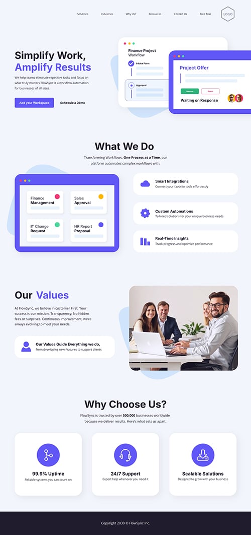 Workflow Automation Tool About Us Page Template