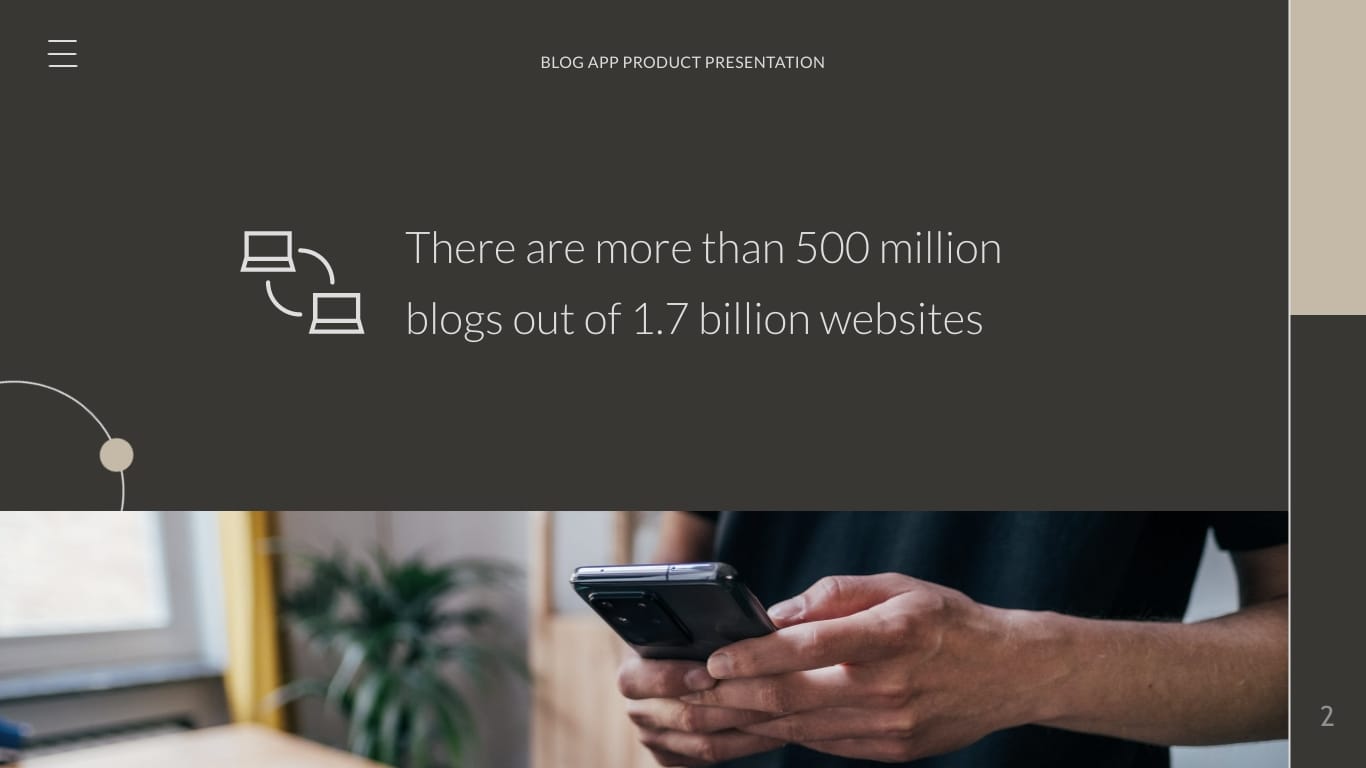 Blog App Product Presentation Template - Slide 2 Blog App Product Presentation Template - Slide 2