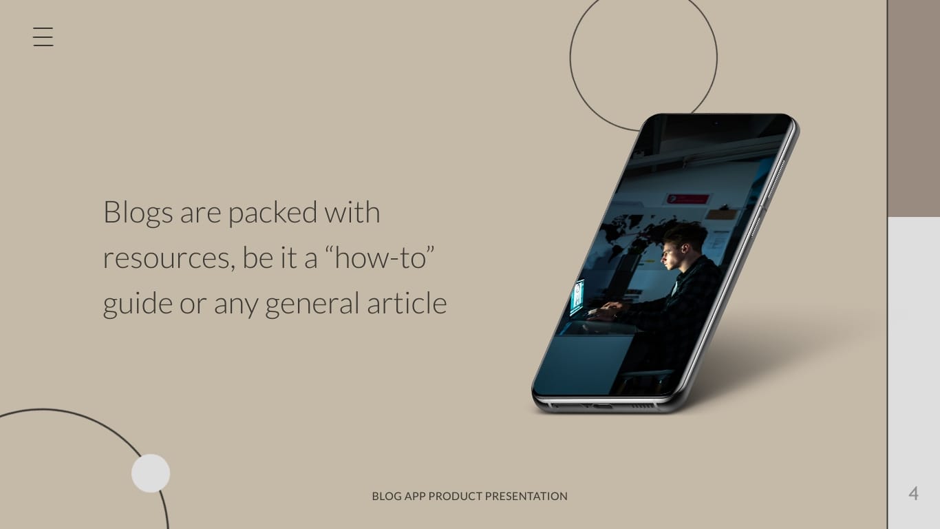 Blog App Product Presentation Template - Slide 4 Blog App Product Presentation Template - Slide 4