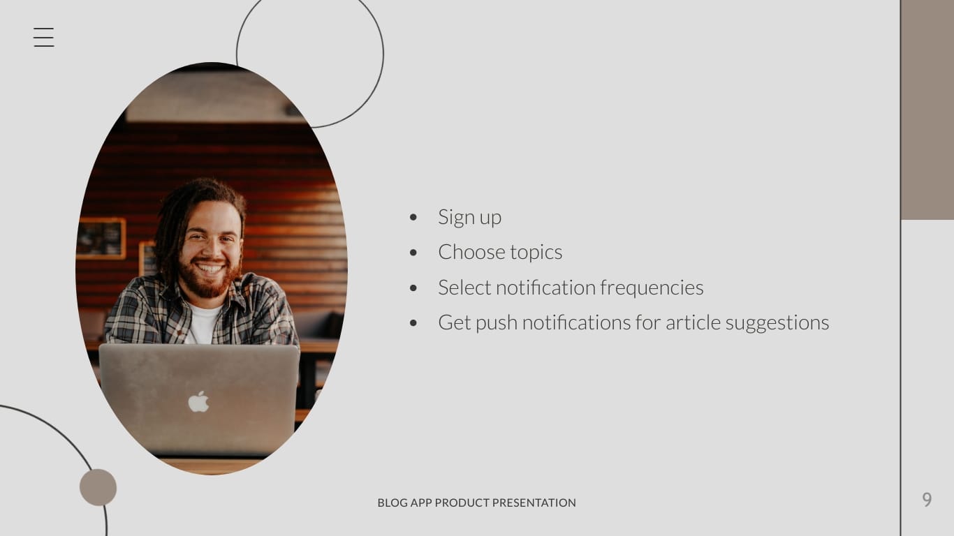 Blog App Product Presentation Template - Slide 9 Blog App Product Presentation Template - Slide 9