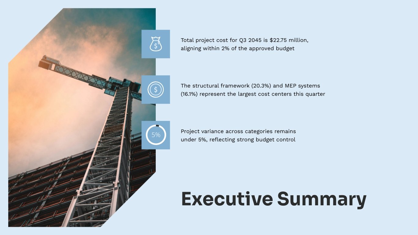 Construction Job Cost Report Presentation Template - Slide 3 Construction Job Cost Report Presentation Template - Slide 3