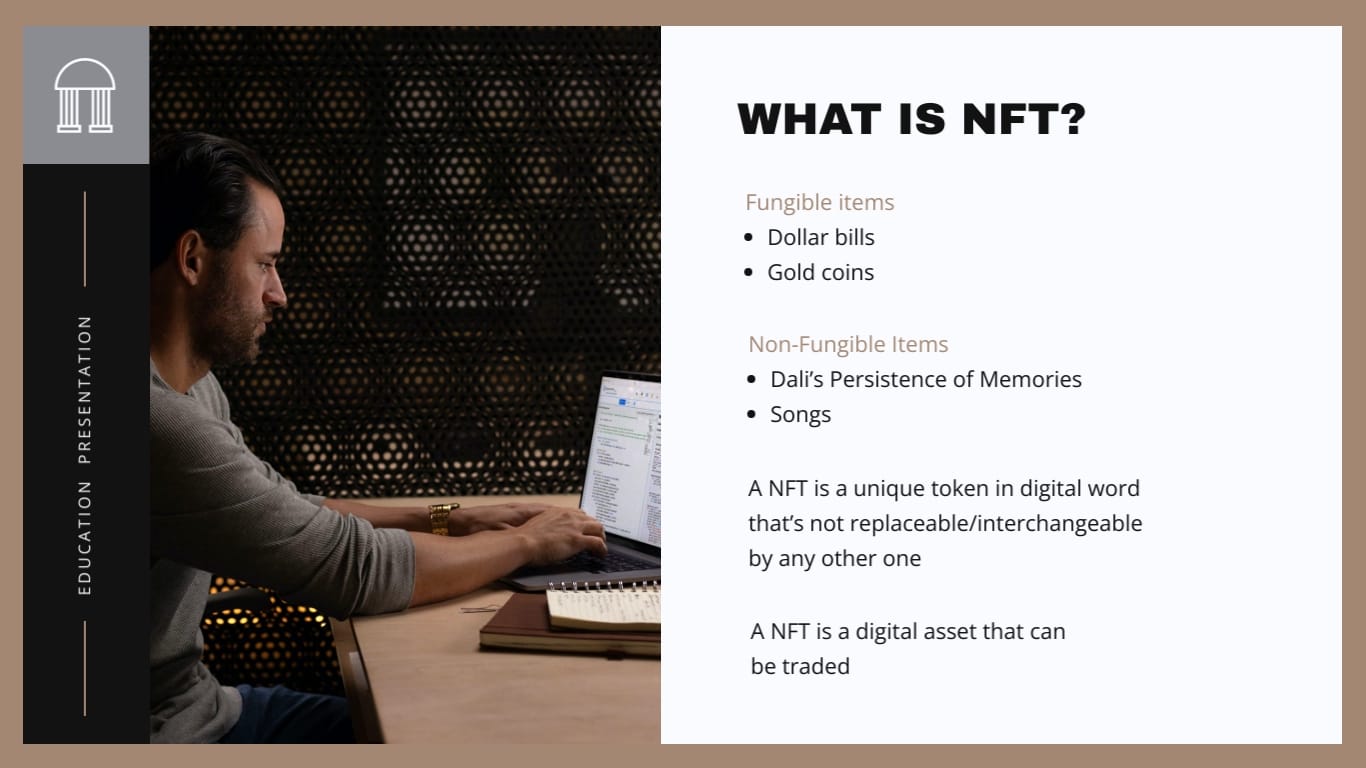 Non Fungible Tokens NFT Presentation Template - Slide 3 Non Fungible Tokens NFT Presentation Template - Slide 3