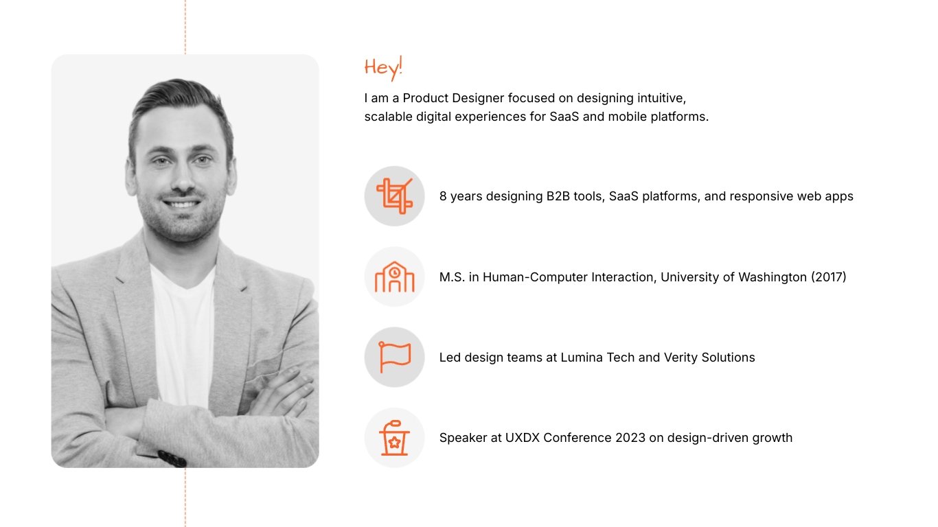 Product Designer Portfolio Presentation Template - Slide 4 Product Designer Portfolio Presentation Template - Slide 4