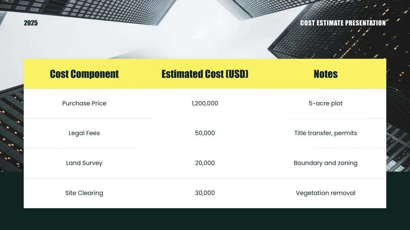 Residential Cost Estimate Presentation Template - Slide 5 Residential Cost Estimate Presentation Template - Slide 5