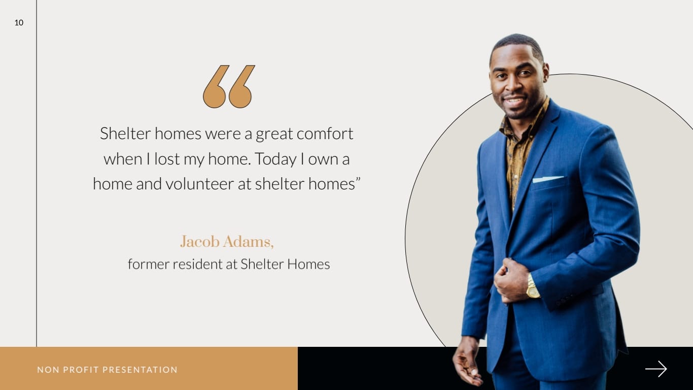 Shelter Homes Non Profit Presentation Template - Slide 10 Shelter Homes Non Profit Presentation Template - Slide 10