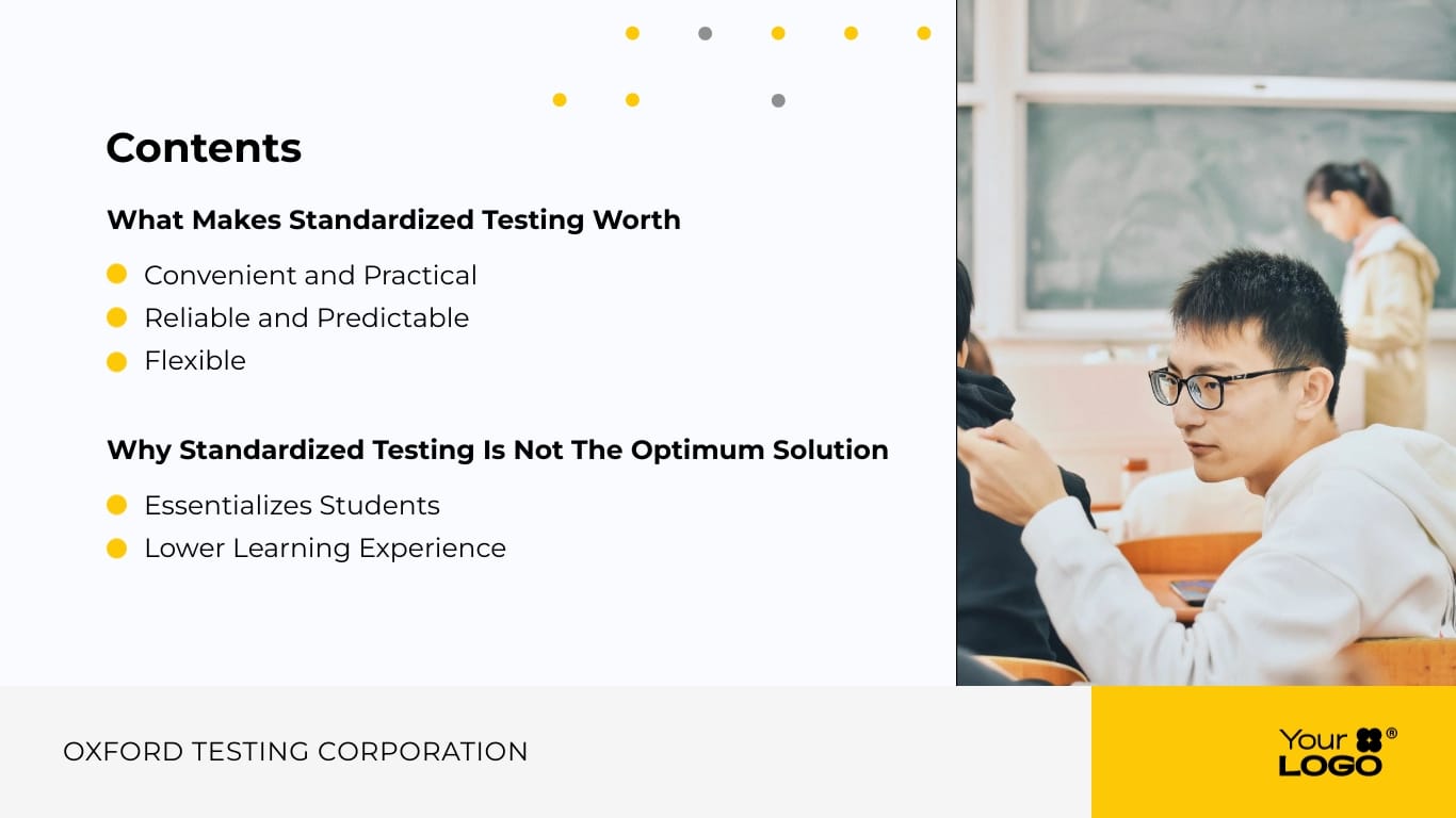 Sleek Standardized Testing Presentation Template - Slide 2 Sleek Standardized Testing Presentation Template - Slide 2