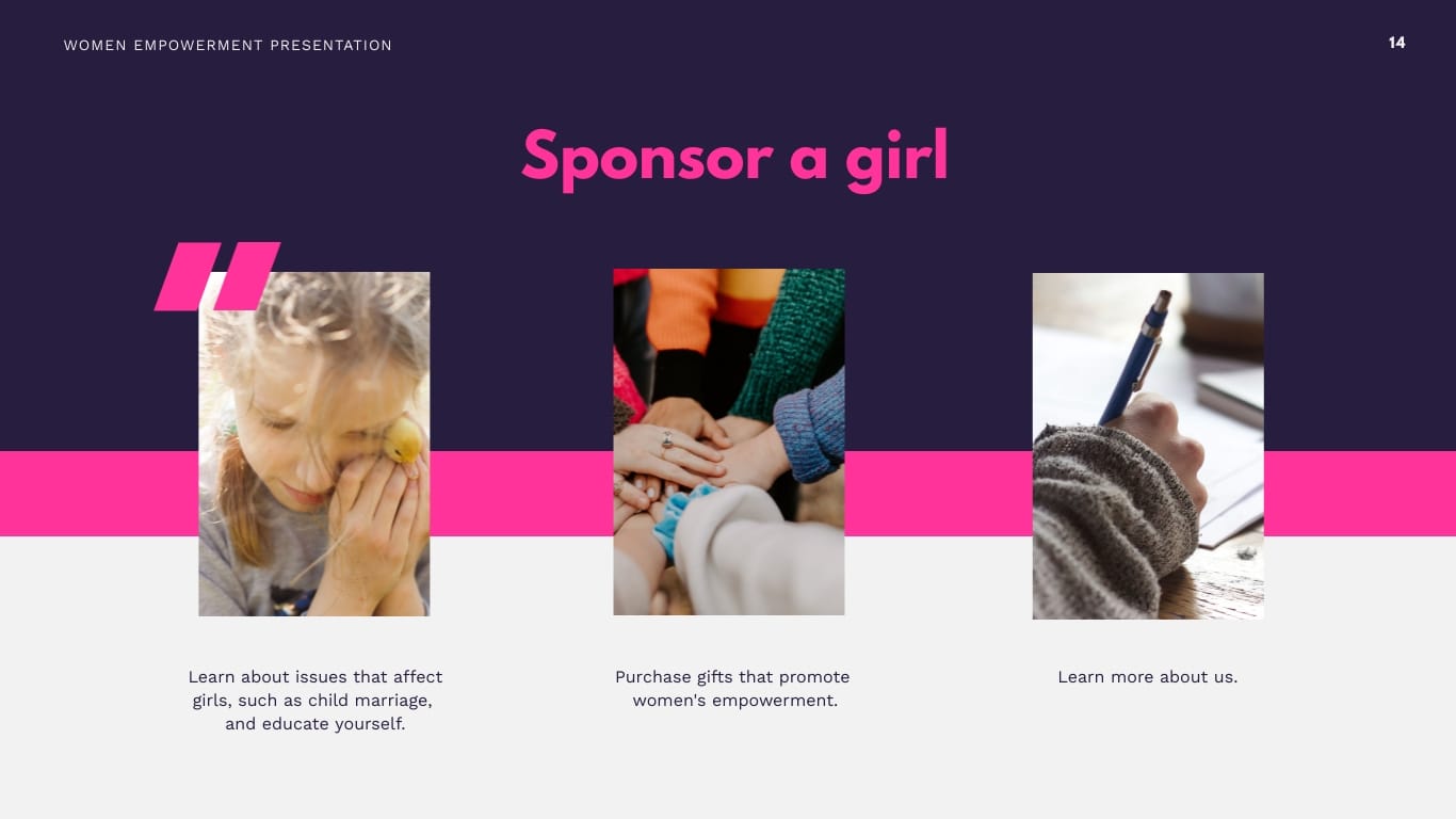 Women Empowerment Presentation Template - Slide 14 Women Empowerment Presentation Template - Slide 14