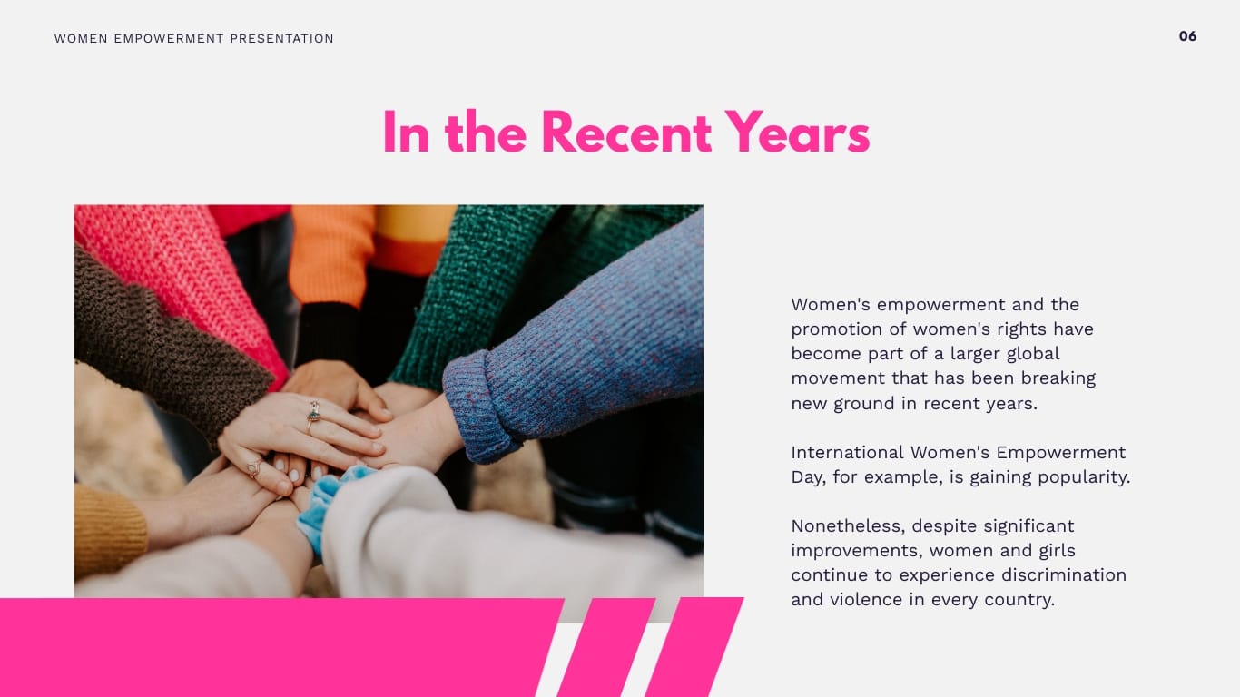 Women Empowerment Presentation Template - Slide 6 Women Empowerment Presentation Template - Slide 6