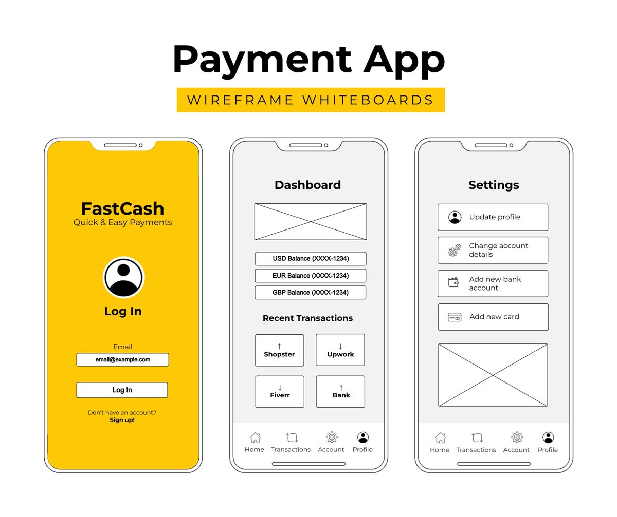 Payment App Wireframe Template