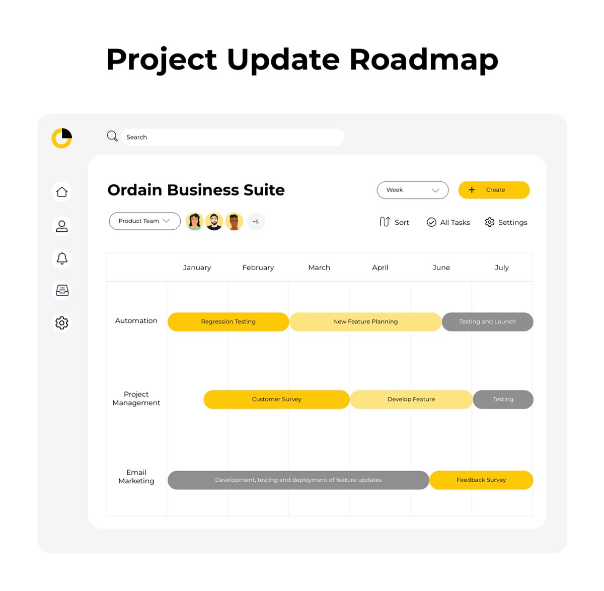 Sleek Multiple Product Roadmap Wireframe Template
