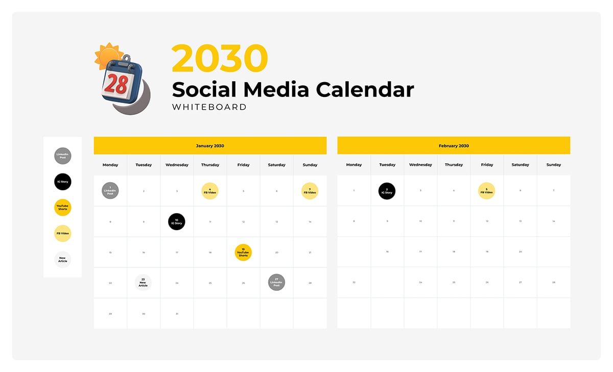 Sleek Social Media Planner Whiteboard Template